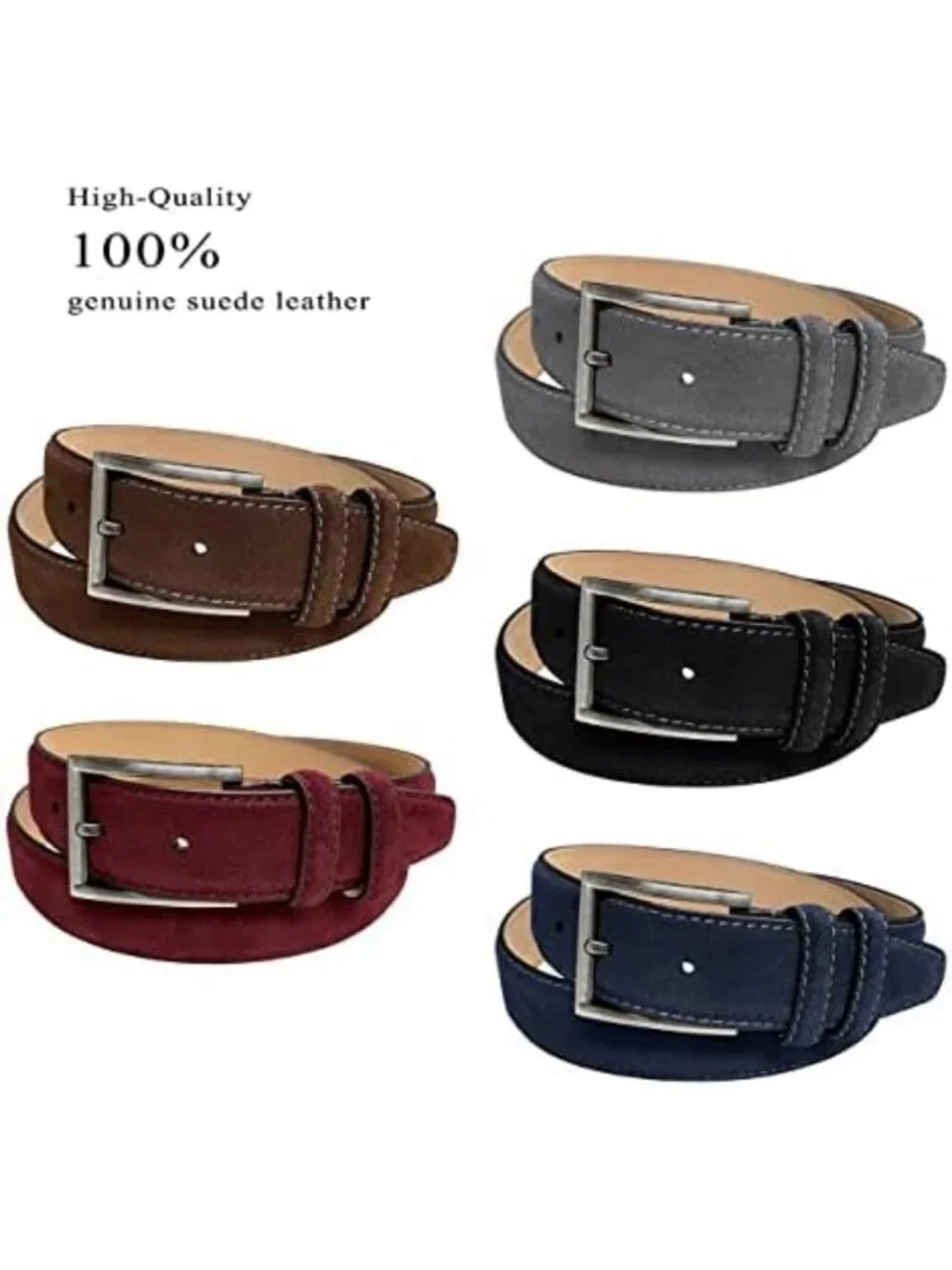 Stylish Men's Suede Leather Belt - Casual & Dress Options, 1-3/8